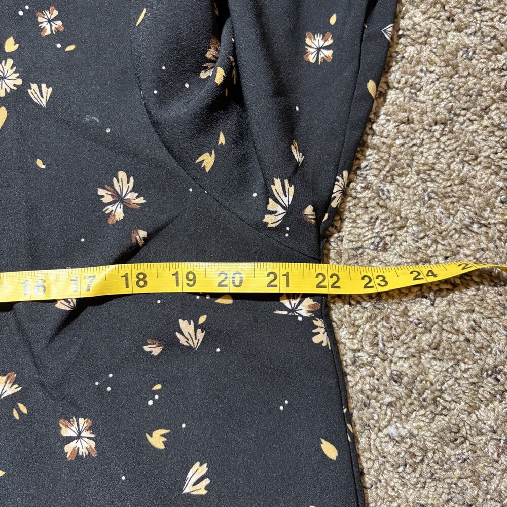 Hilary Radley Floral Blouse Black Gold V-Neck Long Sleeve Button Dark Academia L - Picture 10 of 13